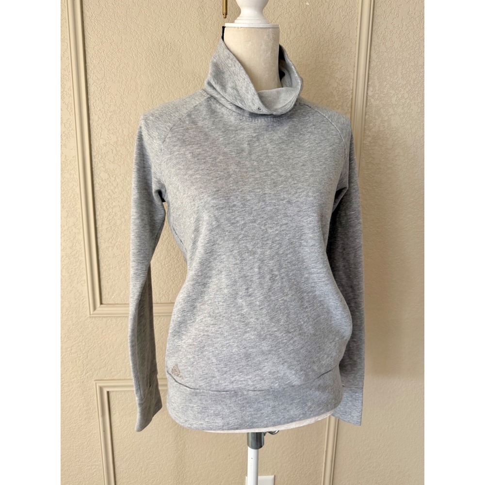 Adidas‎ Gray Funnel Neck Pullover Sweatshirt Women's Small Heathered Thumbholes